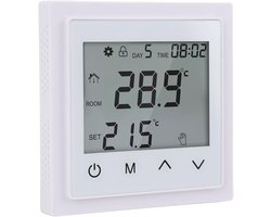 Allecto - Thermostaat Touchscreen - Veilig voor kinderen - Groot LED-scherm - Temperatuurregeling - Elektrische vloerverwarming - Wit - Wandmontage...