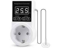 Digitale Ruimtethermostaat Met Geïntegreerd Stopcontact – Schakelt Op Temperatuur (NTC), Geschikt Voor Verwarming & Koeling (230V)