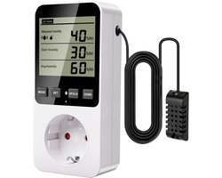 Digitale Temperatuur en Vochtigheidsregelaar met Timer en Alarm - Stopcontact Thermostaat Hygrostaat