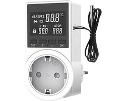 Digitale Temperatuurregelaar met Sensor en LCD Scherm - 230V Plug & Play Thermostaat voor Kas of Aquarium