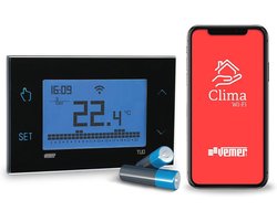 Draadloze Wifi-thermostaat met Smartphone Besturing – Slimme Batterij Thermostaat voor iOS en Android, Compatibel met Alexa en Google Home, Zwart