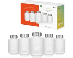 Hombli Smart Radiator Thermostat Expansion Pack (5-PACK) – Slimme radiatorknop – Thermostaatkraan – Bluetooth – Bediening via App - Open raam detectie – Verbruiksoverzicht – Spraakbesturing met Google, Alexa en Siri
