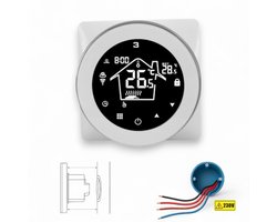 Inbouw Thermostaat | WiFi | 4-Draads (netstroom) | Week/Weekend programma | CV installatie |aan/uit | Stadsverwarming | App bediening | Tuya/Smartlife/Google Home | Wit