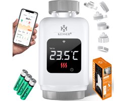 KESSER® 2x Slimme Radiatorknop Thermostaatkop Radiator Kraan | Radiatorthermostaat Knop met app-bediening en LCD-scherm - Vierkant, Wit