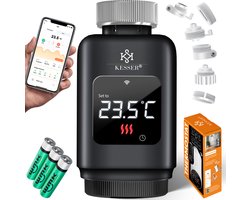 KESSER® Slimme Radiatorknop Thermostaatkop Radiator Kraan | Radiatorthermostaat Knop met app-bediening en LCD-scherm - Vierkant, Zwart