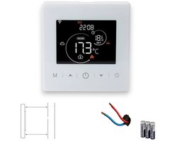 Opbouw Thermostaat | Wifi | Touchscreen bediening | 2 draads installatie | Energie statistieken | Tuya app | Google Home integratie | Wit