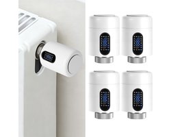 Radiator Thermostaat WiFi – Raamdetectie, Vorstbeveiliging en Kinderslot – Wit – 4-pack