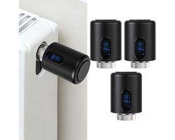 Radiator Thermostaat WiFi – Raamdetectie, Vorstbeveiliging en Kinderslot – Zwart – 3-pack