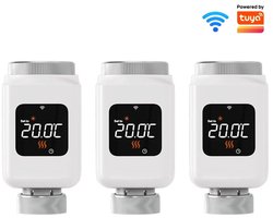 Rolu Thermostaatknop – Slimme Radiatorknop – Set Van 3 Stuks – Tuya Smart Home App – Wifi – Energiezuinig – Draadloos