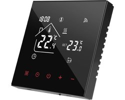 Slimme programmeerbare wifi-thermostaat voor ketelverwarming touchscreen zwart met Tuya APP & Smart Life - Beok TDR89B-WIFI-WPB