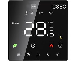 Slimme Thermostaat - Programmeerbare Thermostaat - Energie Besparen - LCD Touchscreen - 86 x 86 mm - Zwart