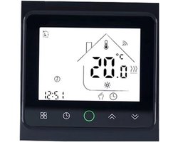 Slimme Thermostaat - Temperatuurregelaar Vloerverwarming - Comfort Thuis - LCD Touchscreen - 86 x 86 mm - Zwart