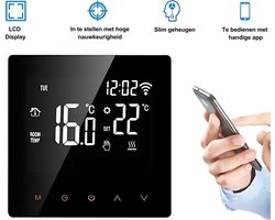 Slimme thermostaat - Thermostaat voor cv - Termostaat - Thermostaatknop - Voor elektrische vloerverwarming - Via Wifi - Wifi thermostaat - Digitale thermostaat - Slimme thermostaat voor centrale verwarming - Thermostaat