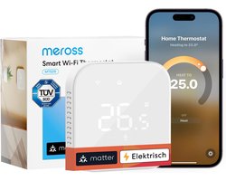 Slimme thermostaat voor elektrische vloerverwarming – WiFi, Matter, spraakbediening, 16A, LCD touchscreen