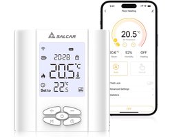 Slimme Thermostaat voor Waterverwarming - Programmeerbare WiFi Ruimtermostaat met Vochtsensor - Geschikt voor Vloerverwarming