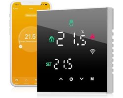 Slimme Thermostaat - Wifi Thermostaat - Programmeerbare Thermostaat - Ruimte Thermostaat - Kamerthermostaat - Thermostaat voor Gasboiler - Tuya App - Alexa Google Voice Control - Wandthermostaat - Zwart - Digitale Temperatuurregeling