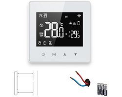 Slimme Wifi Opbouw Thermostaat | week/weekend programma | 3x AA of USB-C voeding | geschikt voor 2-draads aansluiting | C.V. Installatie | Boiler | Wit | Tuya