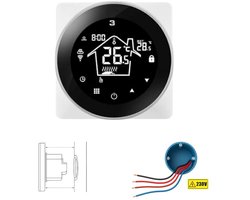 Slimme Wifi Thermostaat | Rond Zwart | CV en Boiler | App en Spraak | Energiezuinig ontwerp