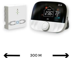 Smart WiFi Draadloze Thermostaat | Draadloos | Draaiknop Bediening | Voor C.V.-Installatie | Tuya App | Google Home en Alexa | Zwart/Grijs | Smartlife