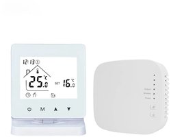 Smart WiFi Thermostaat – Draadloze Aan/Uit Thermostaat voor CV-Ketel – Met App-bediening – Slimme Temperatuurregeling – Wit – Werkt via WiFi