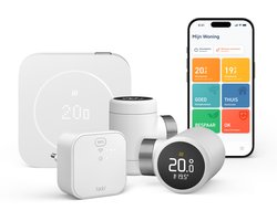 tado° Bedrade Slimme Thermostaat X (2e gen.) Multi-Room Starterskit - Incl. 2 Radiatorknoppen - OpenTherm & Relay - Matter, Google Home, Alexa & Apple Home - Wit