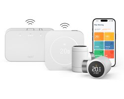 tado° Draadloze Slimme Thermostaat X (2e gen.) Multi-Room Starterskit - Incl. 2 Radiatorknoppen - OpenTherm & Relay - Matter, Google Home, Alexa & Apple Home - Wit