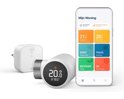 tado° Slimme Radiatorknop X - Starterskit - Slimme Thermostaatknop - incl. Matter Bridge - werkt met Google Home, Alexa & Apple Homekit - Draadloos - Zwart/Wit