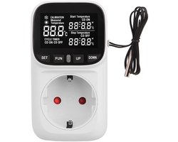 Temperatuurregelaar voor stopcontact, digitaal display, externe sensor 50 cm, verwarmings- en koelstanden, timerfunctie, plug & play, nauwkeurige temperatuurregeling, energiezuinig