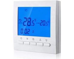 Thermostat numérique chauffage connexion 2 fils avec programmation 6 jours ouvrables et 2 périodes week-ends (Câble de sonde gratuit)