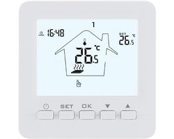 Wengart heating thermostats WG02B05, 7-day programmable LCD display touch screen AC230V Max3A work for underfloor heating white backlight