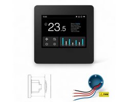 Wifi Inbouw Thermostaat | Inbouw | Aan uit bediening | CV en boiler geschikt | Wifi verbinding | Tuya Smart Life app | Spraakbesturing | Zwart