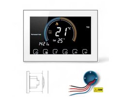 Thermostaat | Inbouw wifi thermostaat | CV installatie | Touchscreen | Tuya & Smart Life | 4-draads aansluiting | Wit | 0-40°C