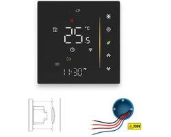 Wifi Inbouw Thermostaat | Touchscreen | App en Spraak | Energiezuinig ontwerp | Alle C.V. Installatie | Tuya | Alexa | Google Home | Sensor | Display