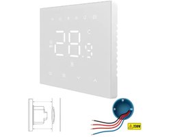 WiFi Inbouw Thermostaat | Wit | Touchscreen | Elektrische verwarming | App en Spraak | Tuya | Alexa | Google Home | Display