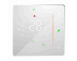 WiFi Slimme Thermostaat voor Vloerverwarming – Wekelijks Programmeerbaar, Touchbediening, Mobiele App & Spraakbediening, Compatibel met Alexa en Google Home, 5A, Wit