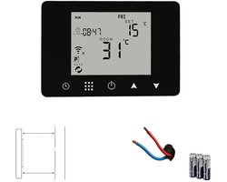 Slimme thermostaat voor cv | Zwart | Wifi | Zigbee | Touchscreen | Tuya Smart Life | Dag- en weekschema