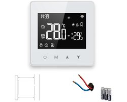 Thermostaat | Zigbee opbouw touchscreen voor CV aan/uit | Tuya Smart Life, Alexa & Google Home | Programmeerbaar | Wit