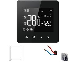 Thermostaat | Zigbee Touchscreen Opbouw voor Aan/Uit CV | Tuya Smart Life app | Open raam detectie | Zwart