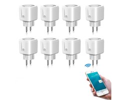 8x Slimme Stekker met Timer & Energiebesparing - Smart plug Alexa & Google Home - 16 A