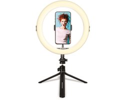 AgfaPhoto Ring Light Realiview ARL11 - Éclairage LED 11’’ avec trépied – L’Anneau Lumineux pour Les Photos, Les Selfies, Les vidéos, Youtube, Le Maquillage et TikTok, Compatible avec Les Smartphones