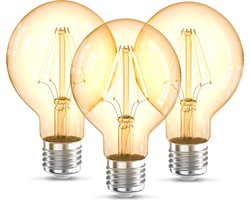 B.K.Licht - Filament lamp - led lichtbron - kooldraadlampen - globe - retro led lamp - E27 - G80 Edison - 2.200K - 4W - 320lm - amber kleur - set van 3