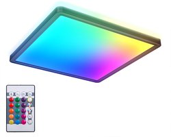 B.K.LICHT - RGB LED Plafonniere - zwart - dimbaar - met indirecte licht - met afstandsbediening - l: 29cm