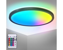 B.K.LICHT - RGB LED Plafonniére - zwart - dimbaar - met indirecte licht - met afstandsbediening - Ø29cm