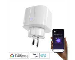BULP Slimme Stekker - Smart Plug - 16A - Meet energieverbruik - WiFi - Tijdschakelaar - Met app bediening - Tegen Sluipverbruik - Bedien verlichting op afstand - Werkt met Google Home & Amazon Alexa - WiFi Stopcontact
