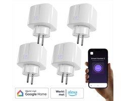 BULP Slimme Stekker - Smart Plug - 4 Stuks - 16A - Meet energieverbruik - WiFi - Tijdschakelaar - Met app bediening - Tegen Sluipverbruik - Bedien verlichting op afstand - Werkt met Google Home & Amazon Alexa - WiFi Stopcontact