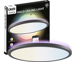 Calex Halo Slimme Plafonnière - Smart Plafondlamp 40cm - RGB en Warm Wit Licht - Zwart