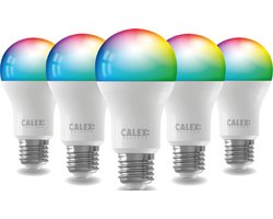 Calex Slimme Lamp - Kleurlamp set van 5 stuks - Wifi LED Verlichting - E27 - Smart Lamp - Dimbaar - RGB en Warm Wit - 9.4W