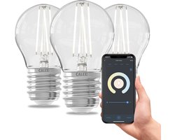 Calex Slimme Lamp - Set van 3 stuks - Wifi LED Filament Verlichting - E27 - Smart Lichtbron Helder - Dimbaar - Warm Wit licht - 4.9W