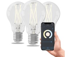 Calex Slimme Lamp - Set van 3 stuks - Wifi LED Filament Verlichting - E27 - Smart Lichtbron Helder - Dimbaar - Warm Wit licht - 7W