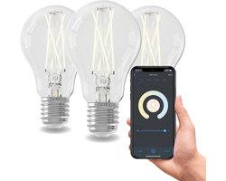 Calex Slimme LED Lamp - Set van 3 stuks - E27 - Wifi Filament Verlichting - Smart Lichtbron Helder - Dimbaar - Warm Wit licht - 7W